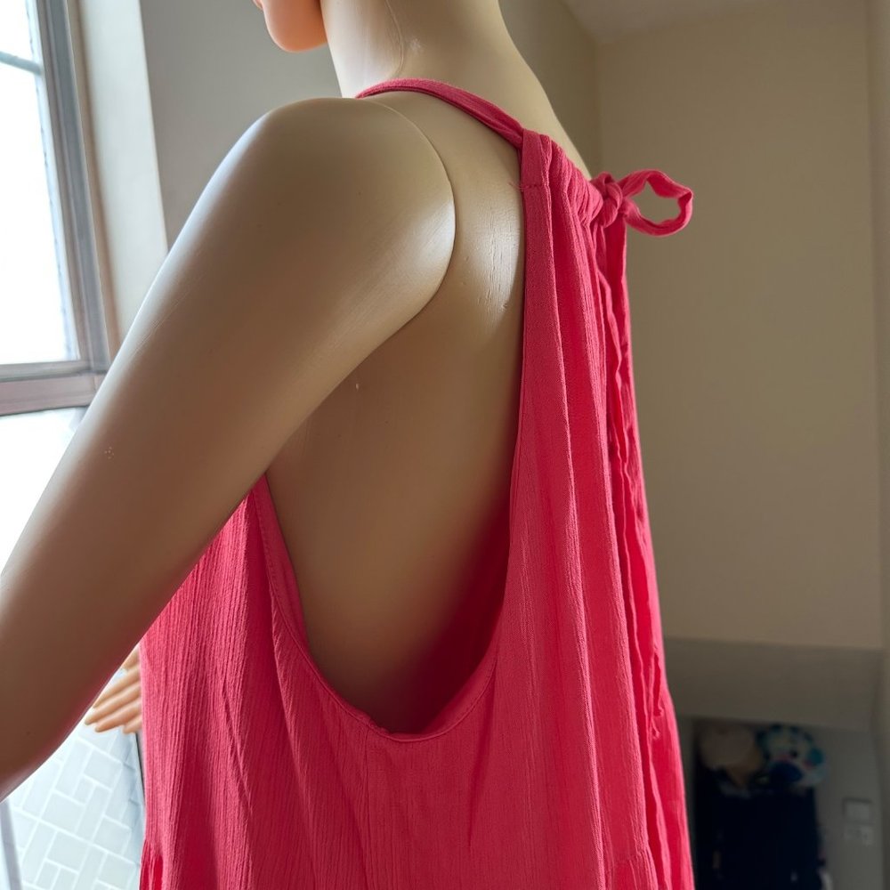 143 Story|Halter Long Dress|Plus 1XL|Coral|Ruffled|Pleated|Lined|Sleeveless - Picture 6 of 16